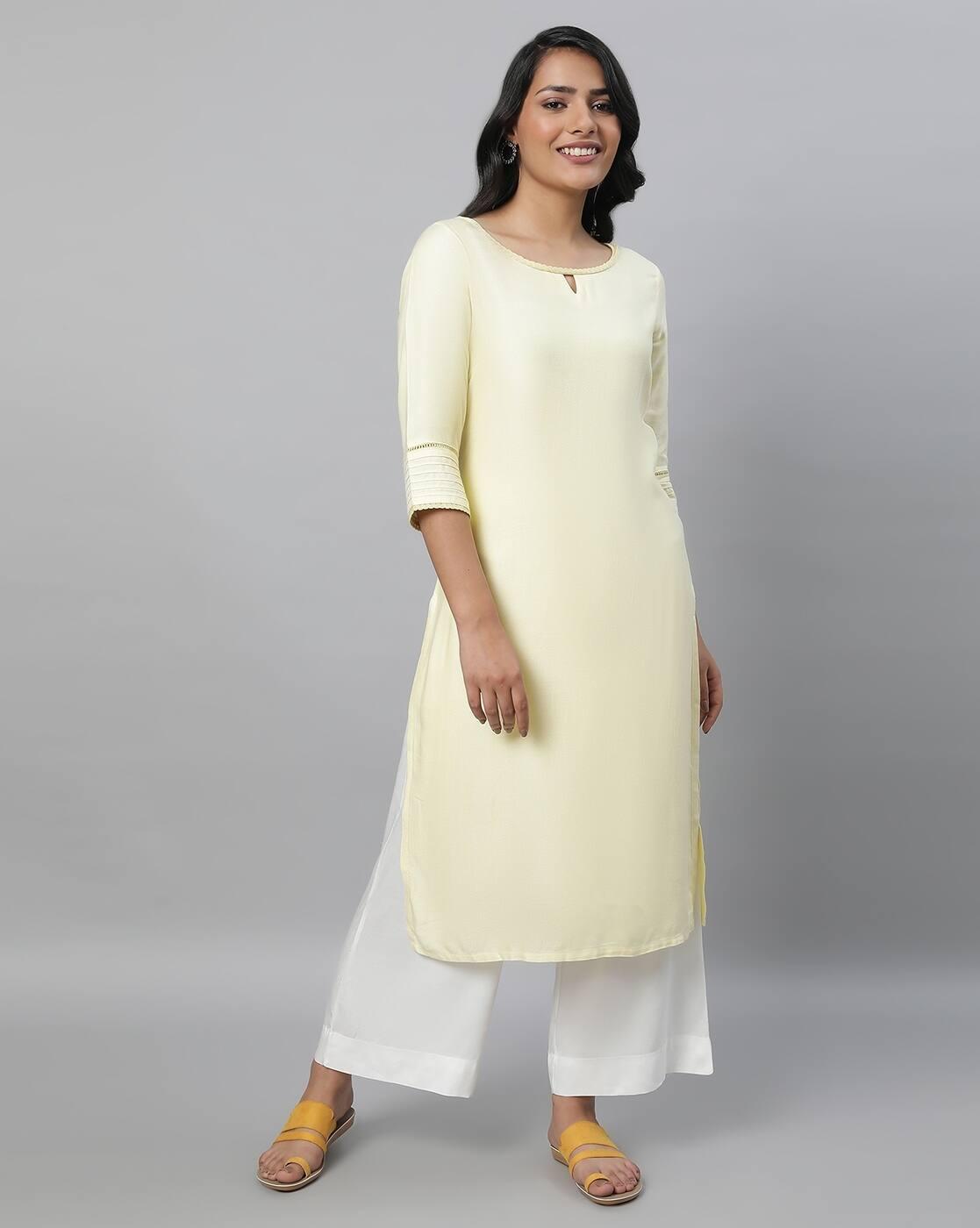 Straight Kurta with Keyhole-Neckline