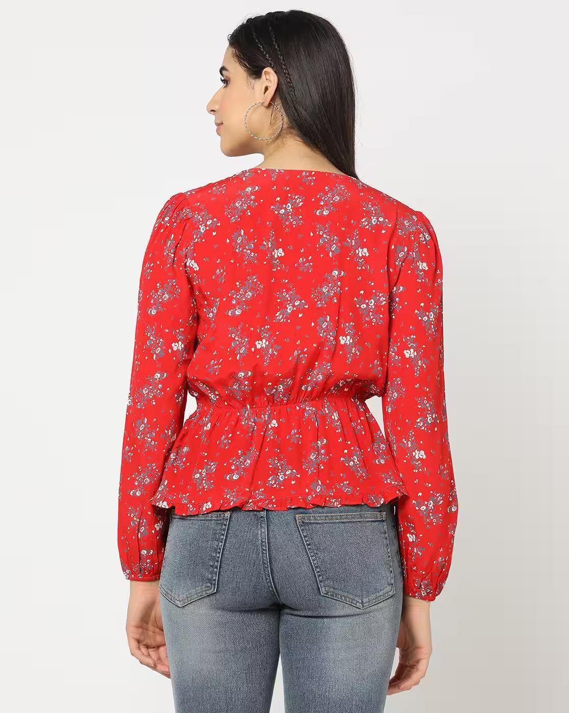 Floral Print V-Neck Top