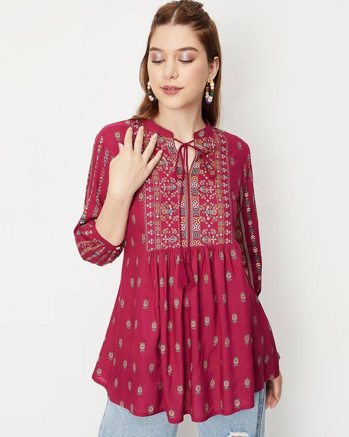 Printed Round-Neck Tunic