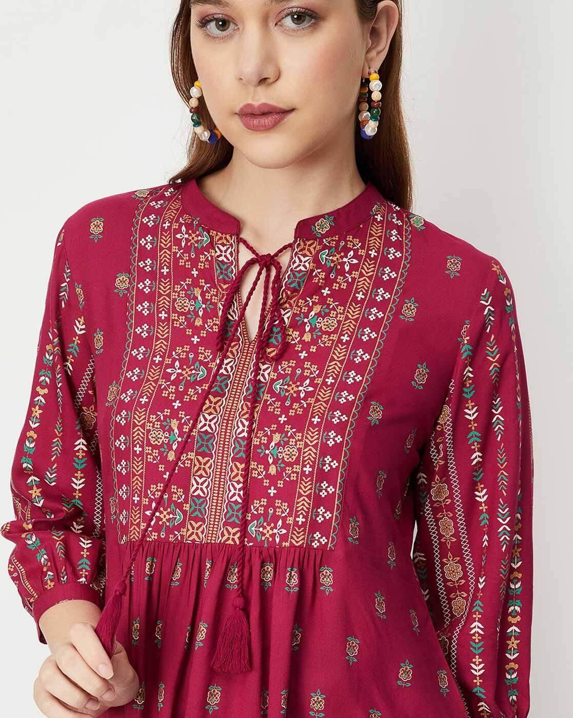 Printed Round-Neck Tunic