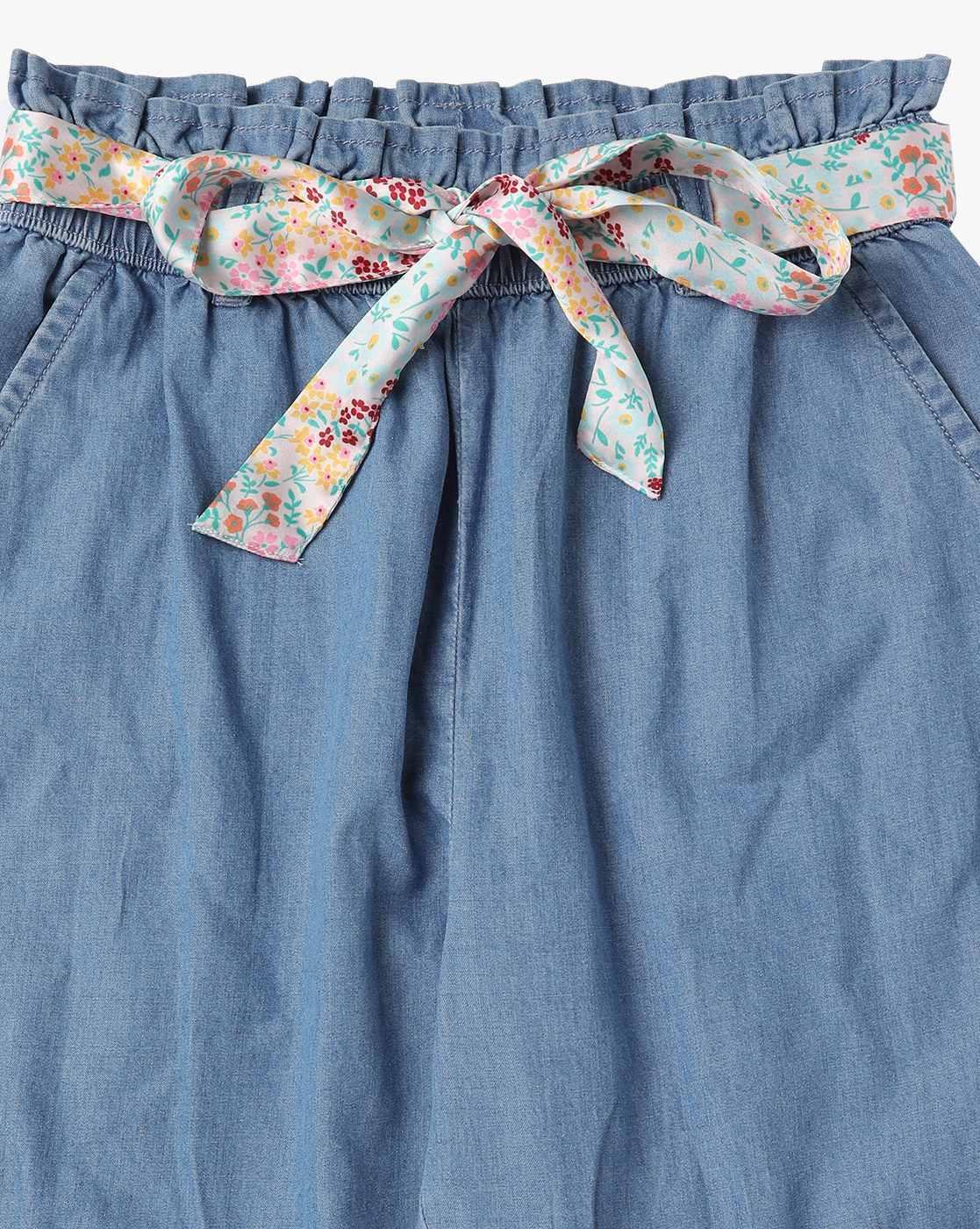 Denim Joggers with Waist Tie-Up