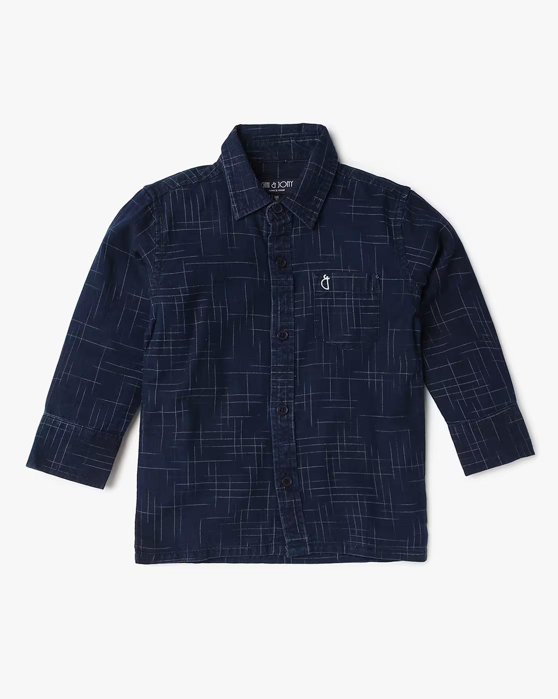 Printed Spread-collar Shirt
