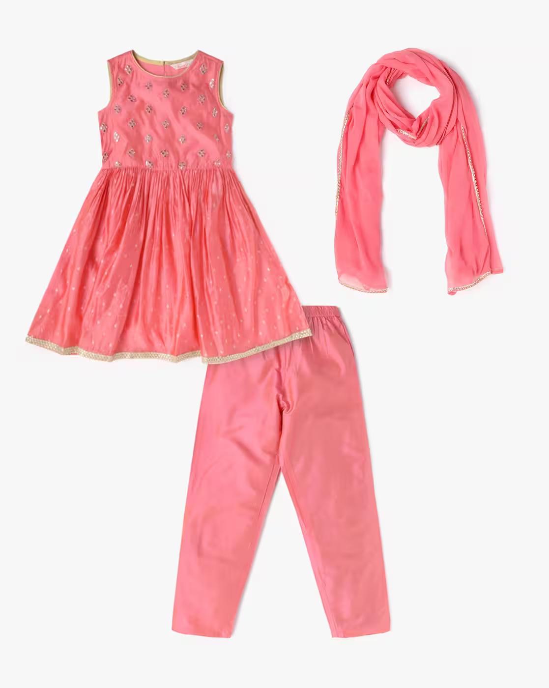 Embellished Flared Kurta Suit Set