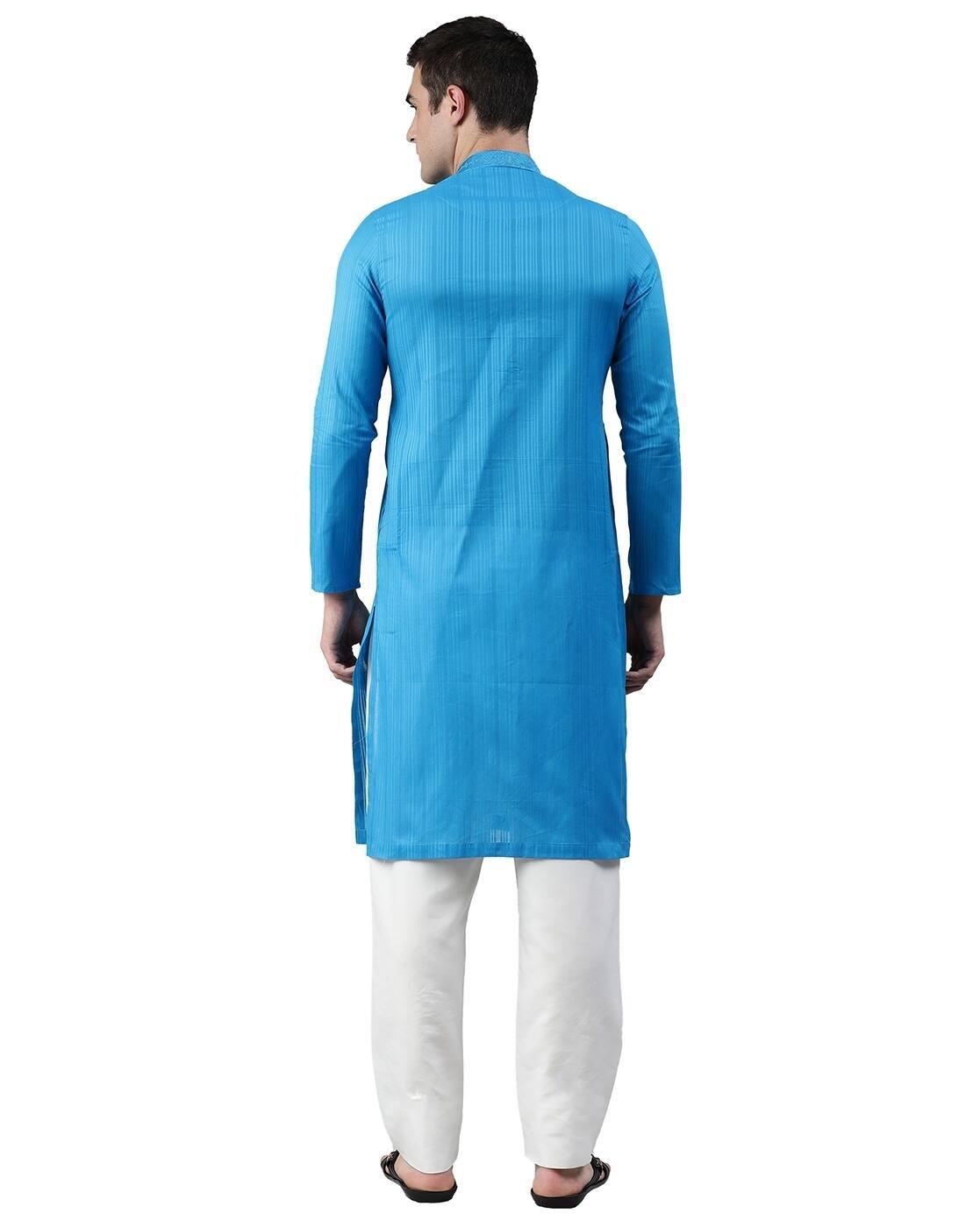 Striped Kurta with Embroidery