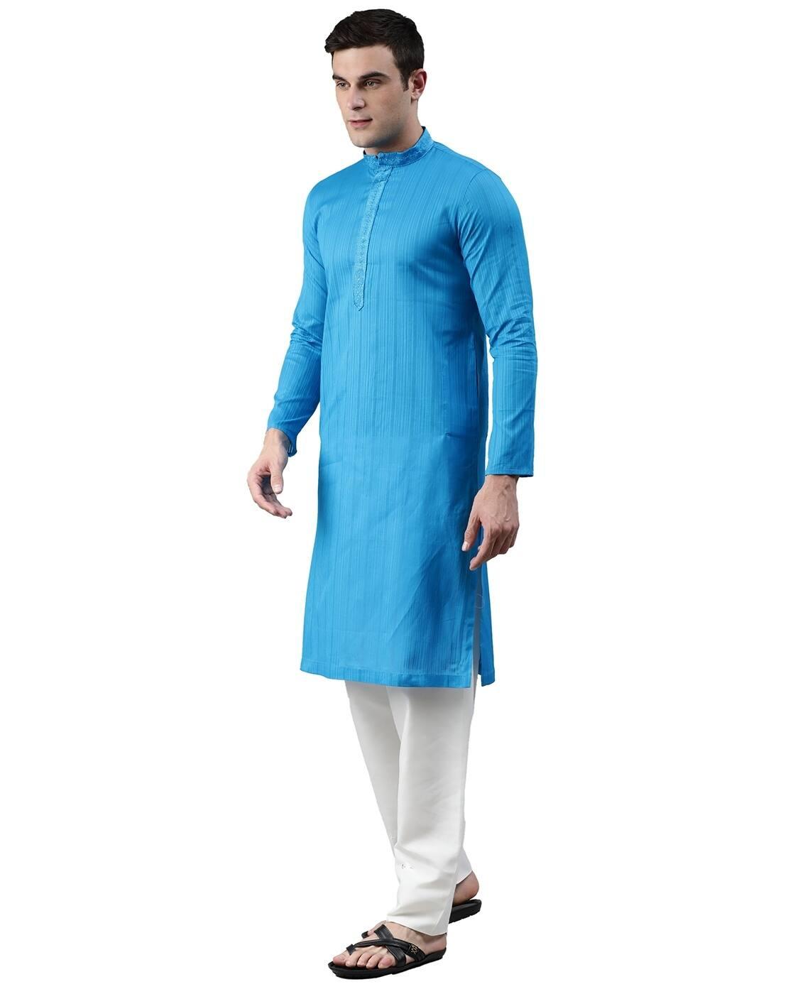Striped Kurta with Embroidery