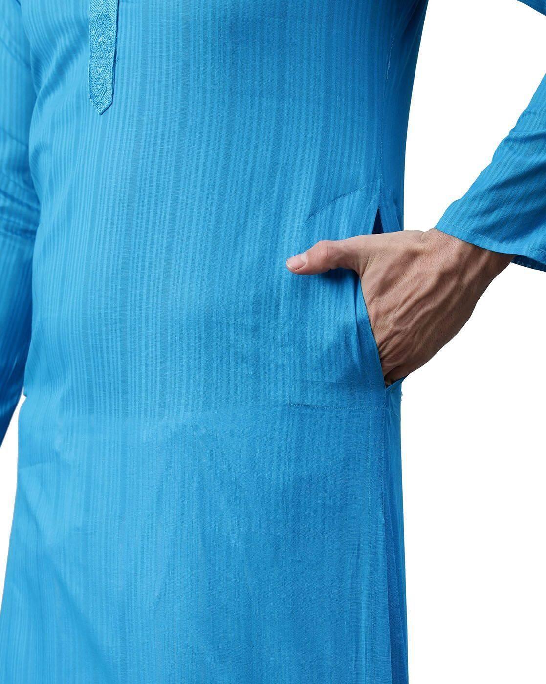 Striped Kurta with Embroidery