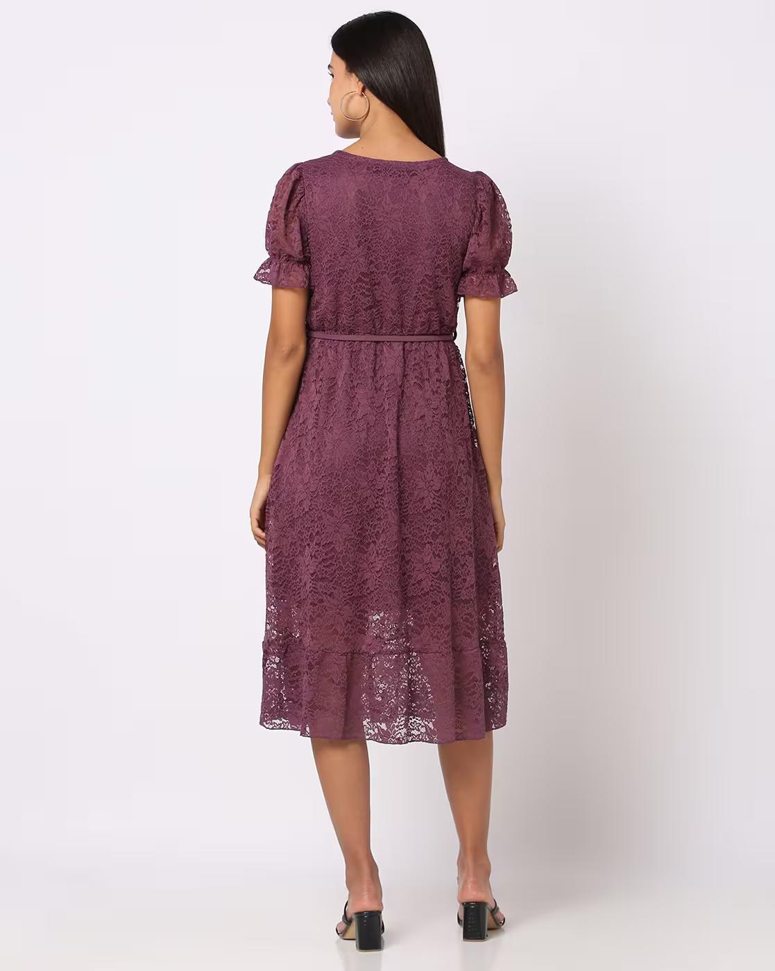 Fit & Flare Dress with Waist Tie-Up