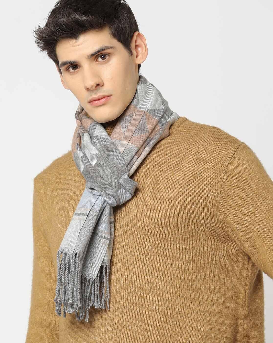Men Geometric Pattern Open Muffler