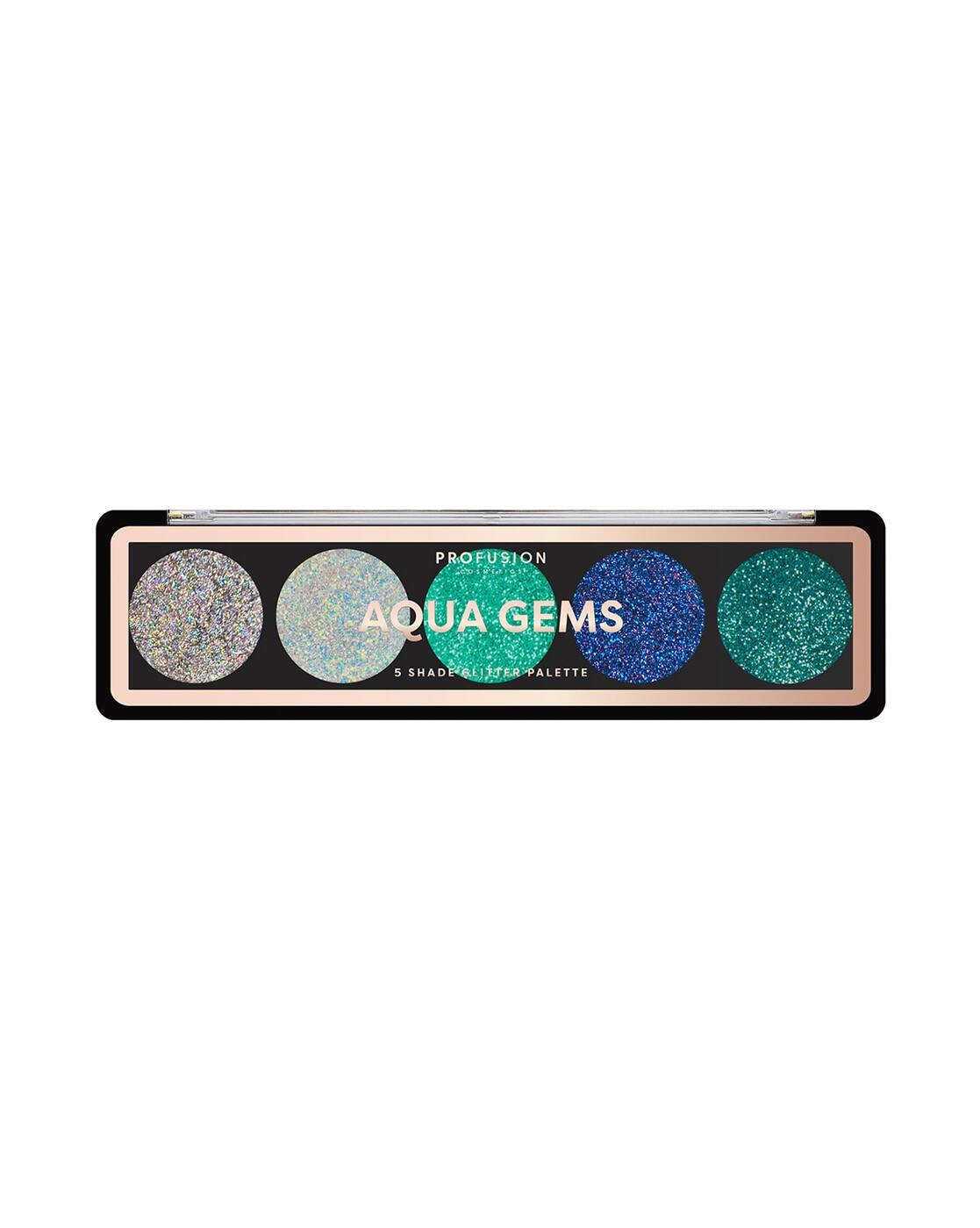 5 Shade Glitter Eye Shadow Palette - Aqua Gems