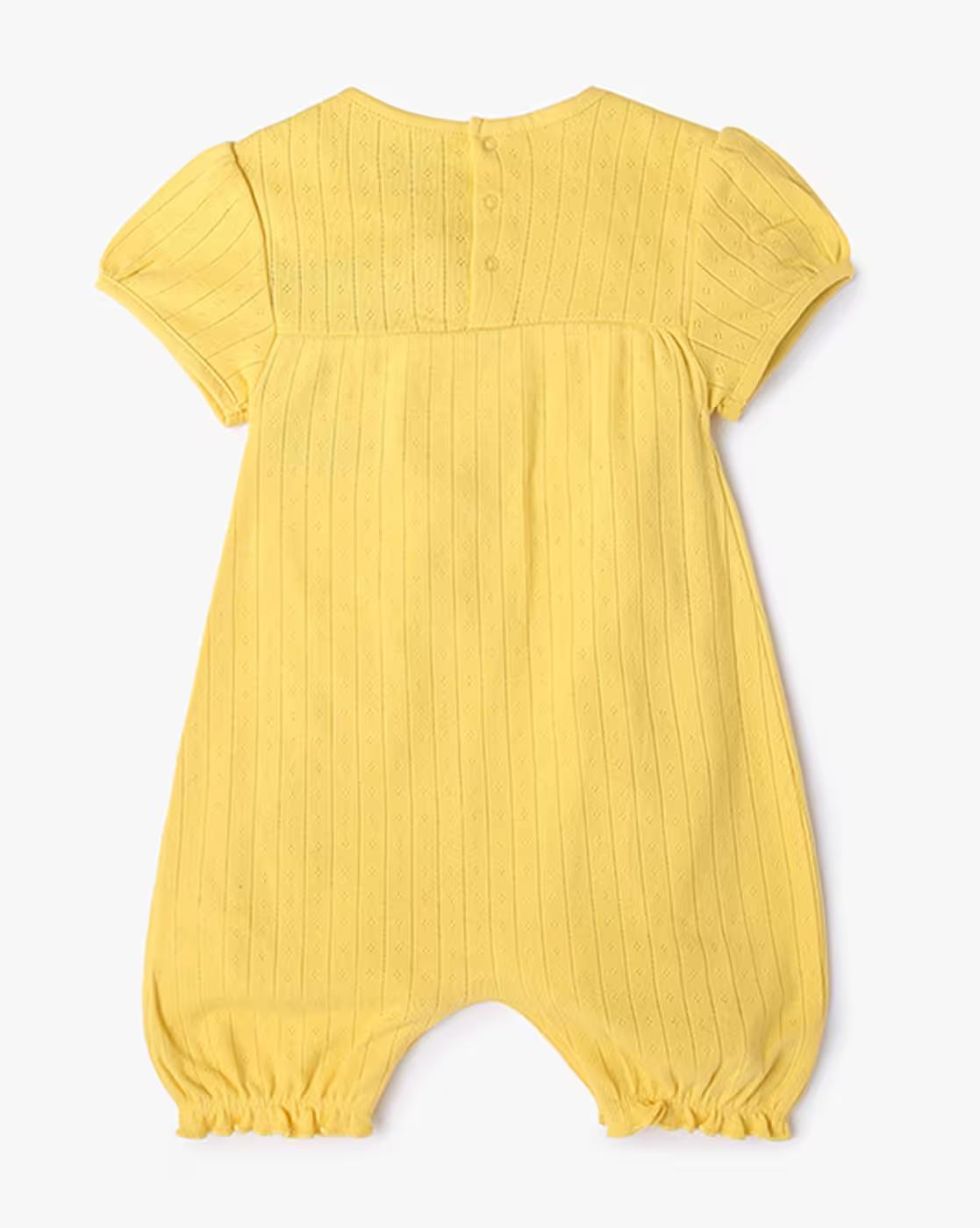 Girls Striped Round-Neck Romper