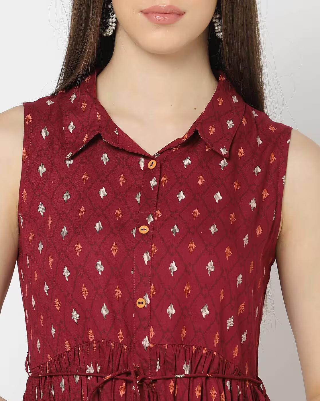 IKAT DIAMOND DRESS, WINE, M