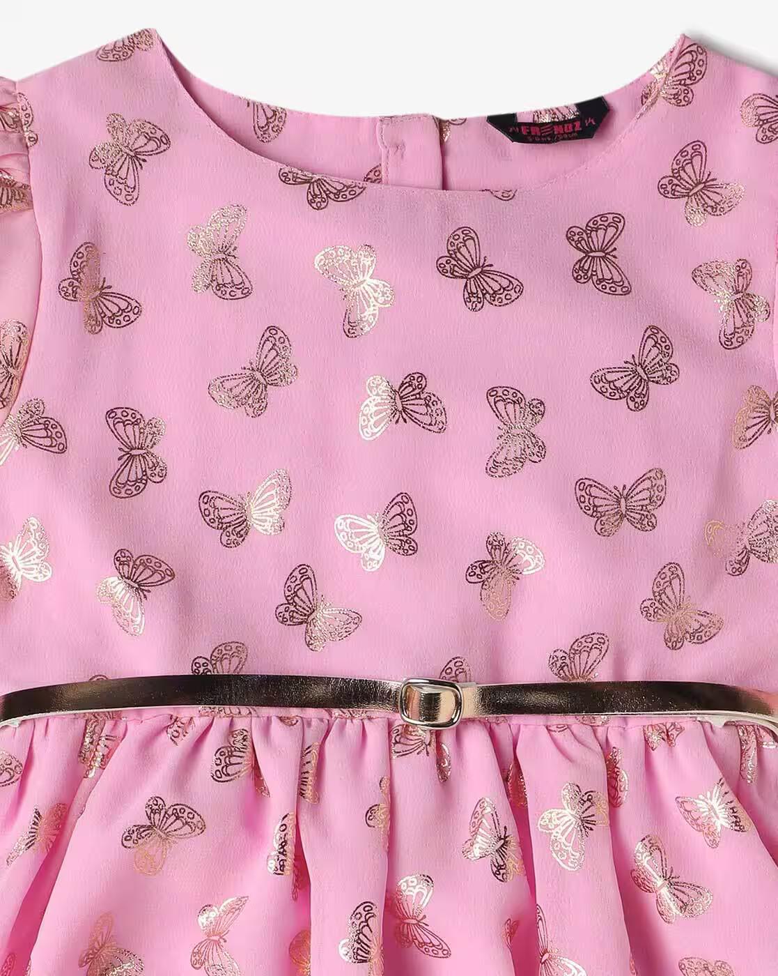 Girls Foil Print Fit & Flare Dress