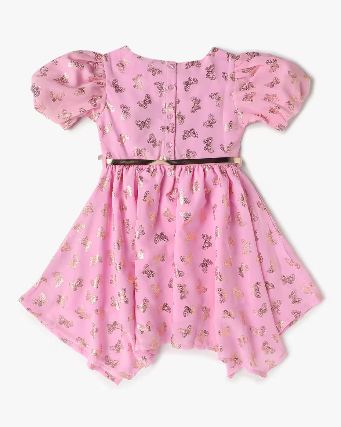 Girls Foil Print Fit & Flare Dress