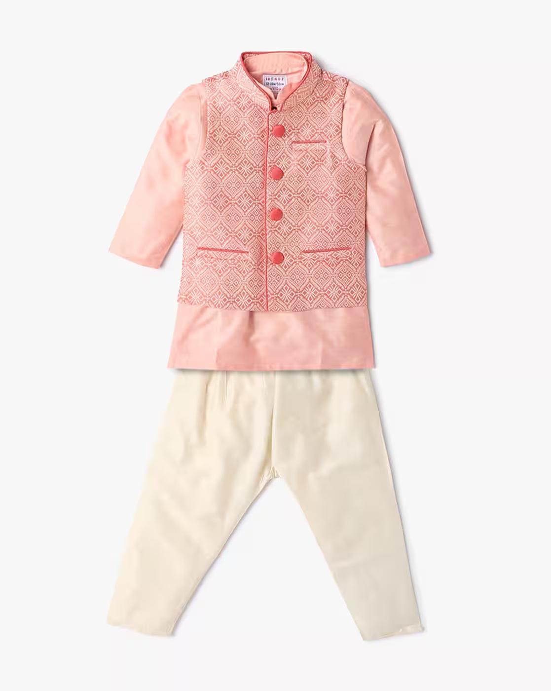 Boys Patterned Kurta Suit Set