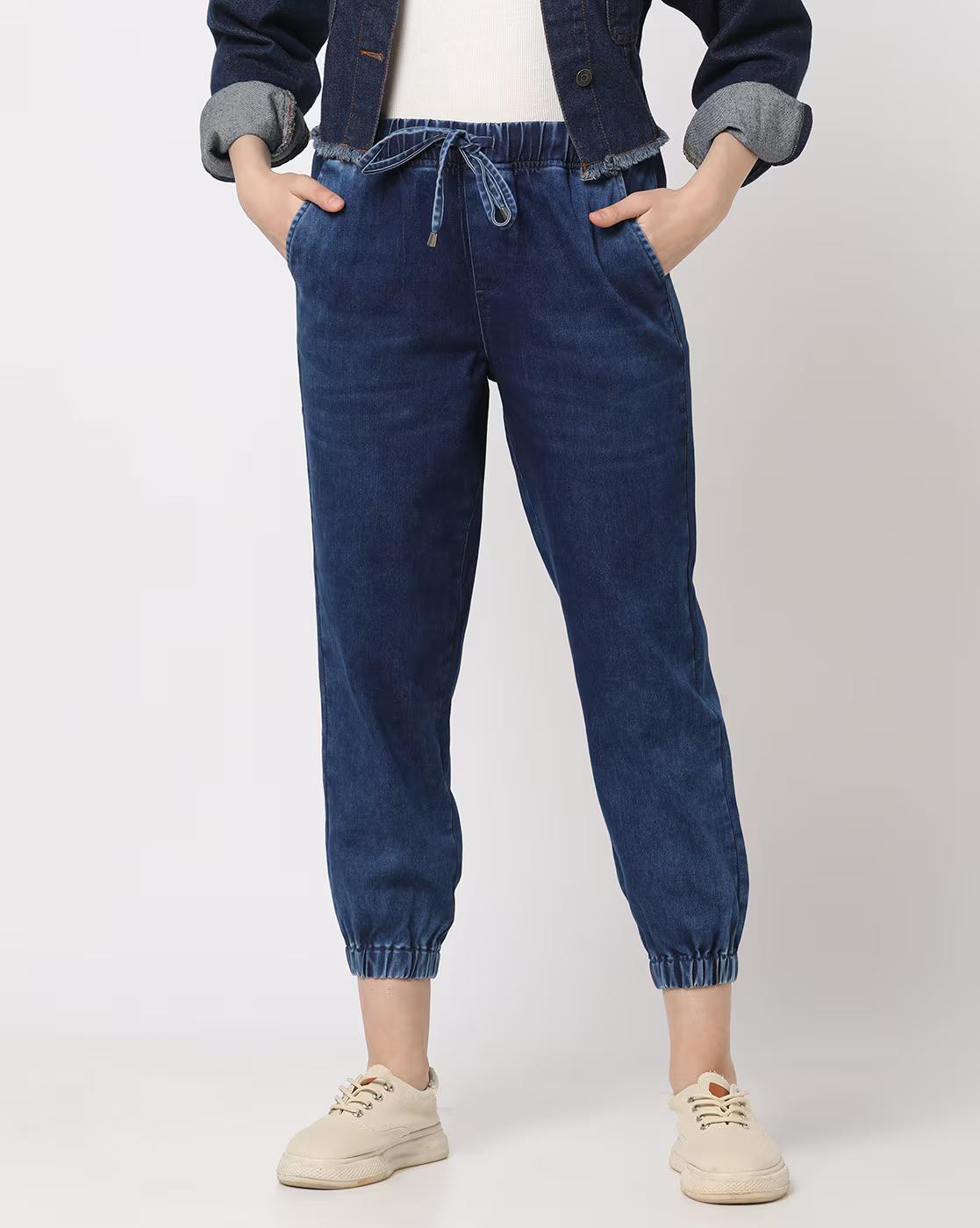 Women Lightly Washed Relaxed Fit Jogger Jeans
