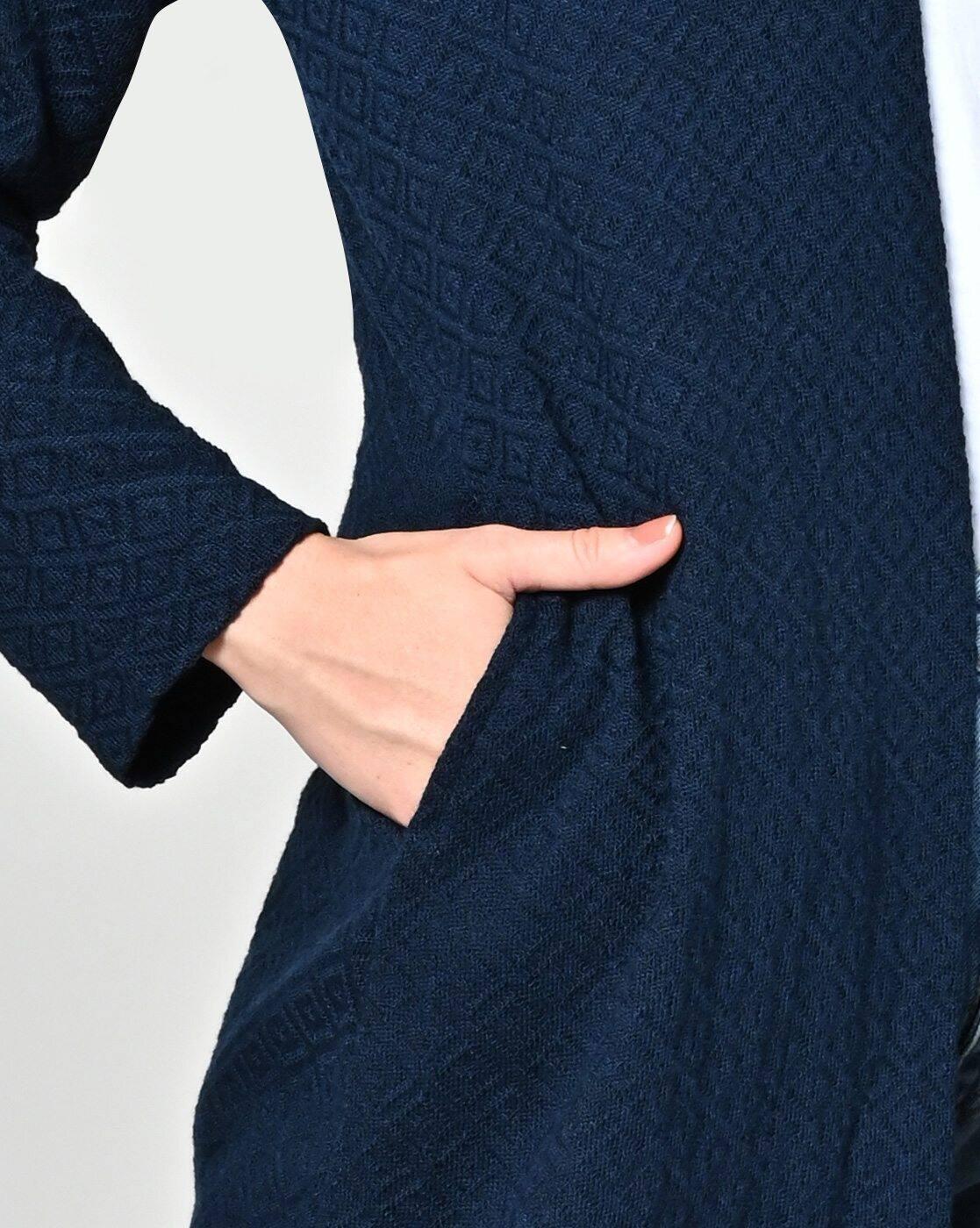 Geometric-Knit Relaxed Fit Open-Front Shrug