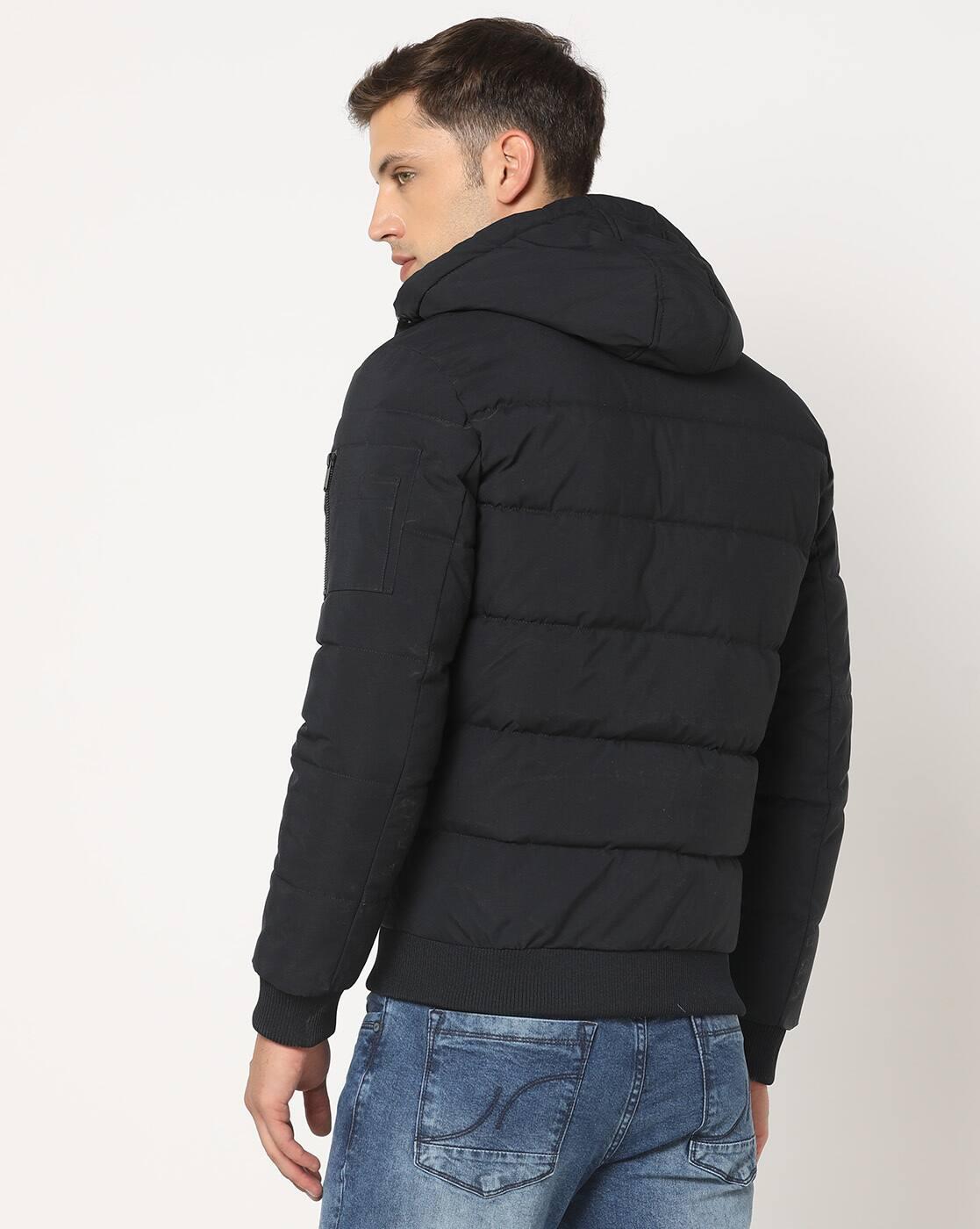 Men Zip-Front Hooded Puffer Jacket