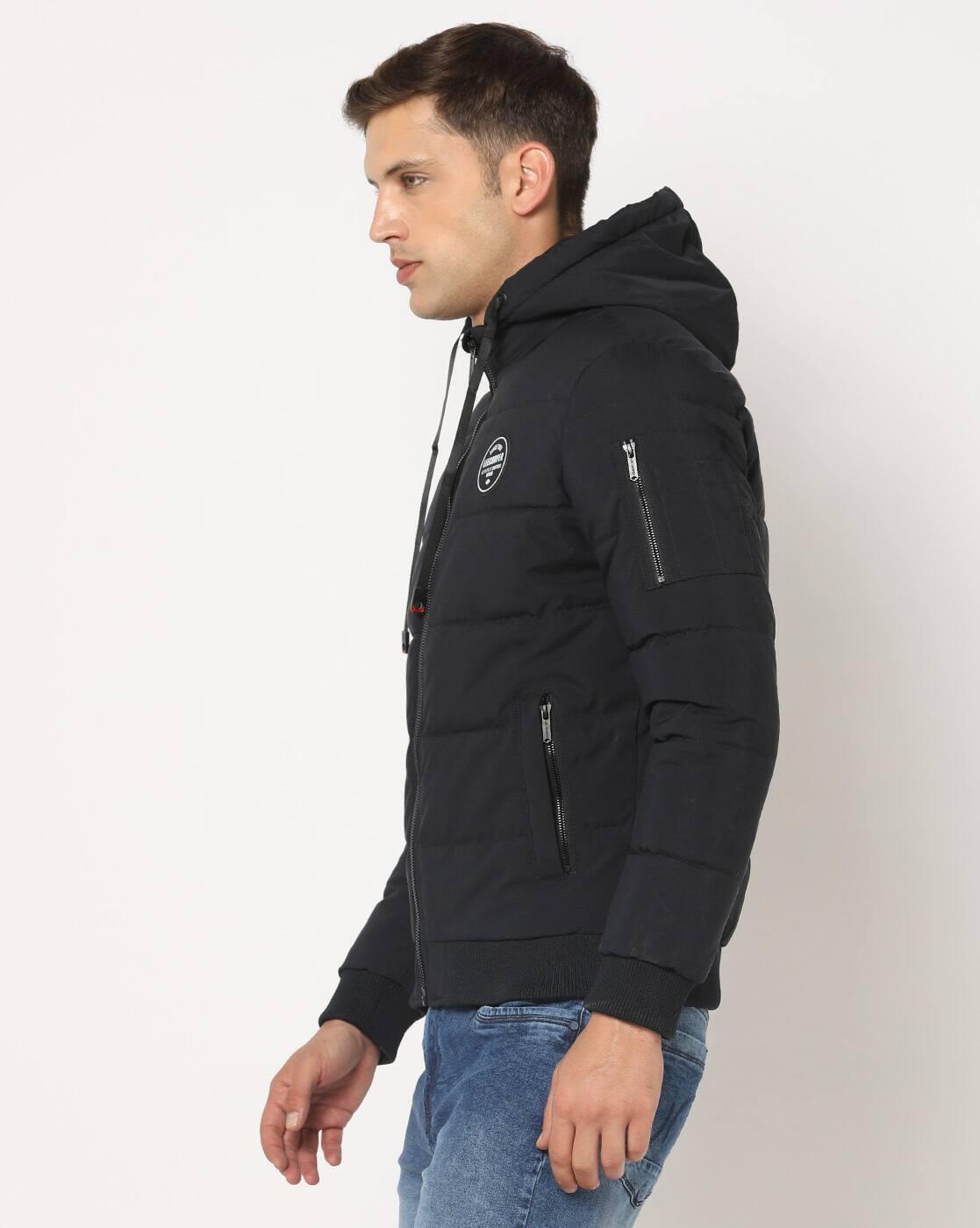 Men Zip-Front Hooded Puffer Jacket