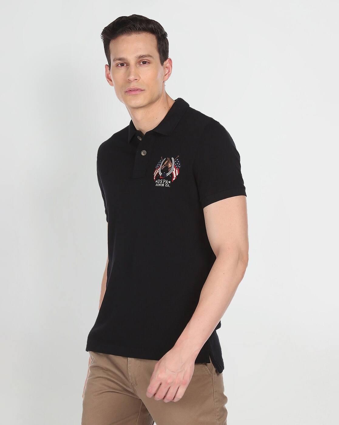 Men Logo Print Regular Fit Polo T-Shirt