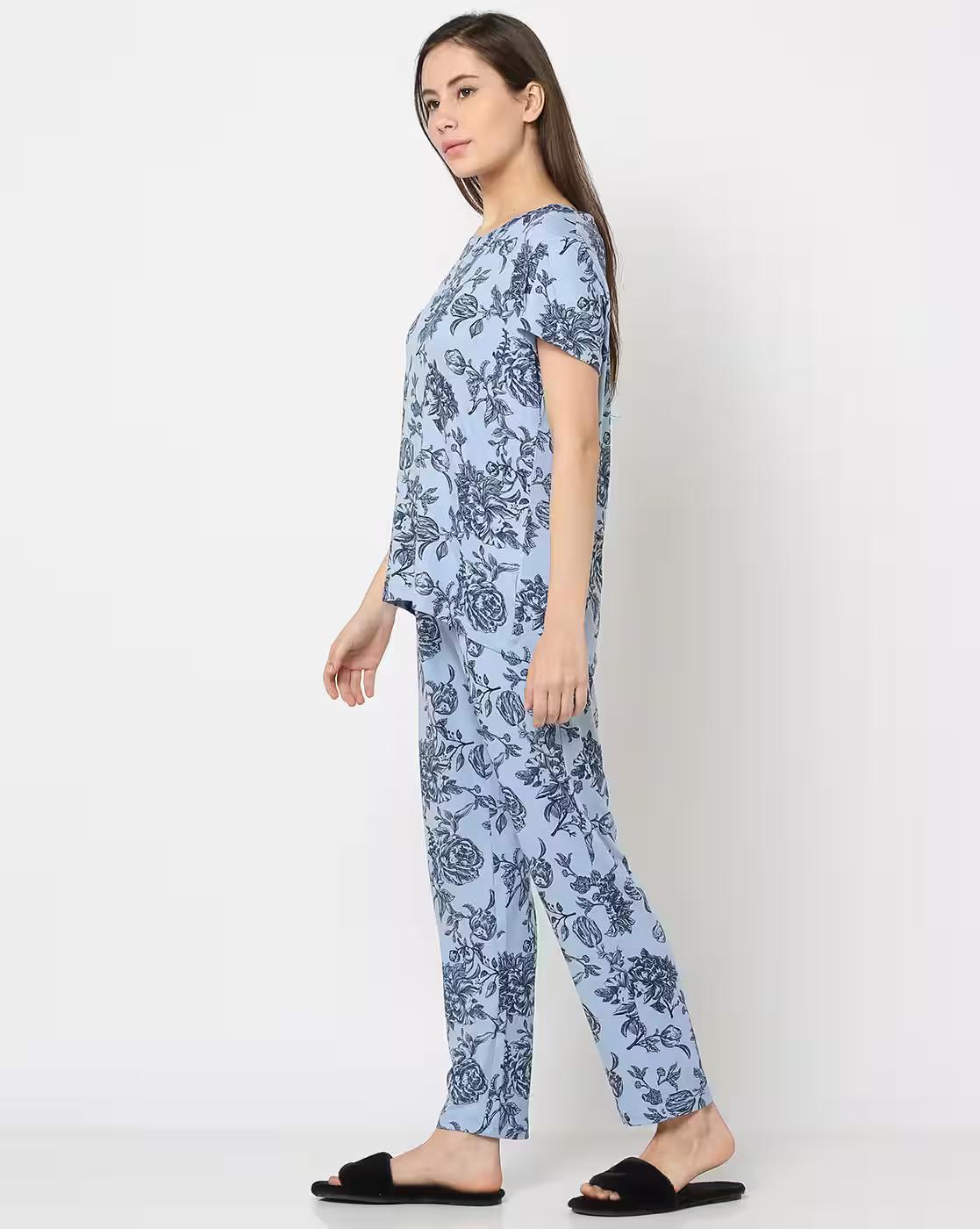 Floral Print T-Shirt & Pyjamas Set