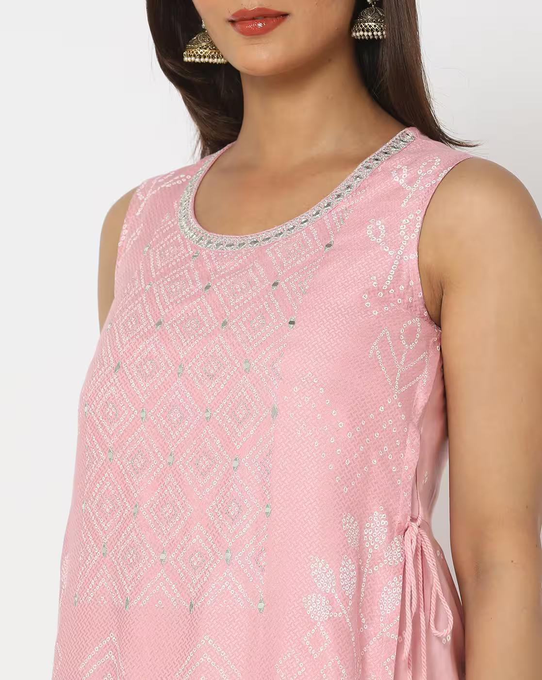 Women Floral Print Mock Double-Layer A-Line Dress