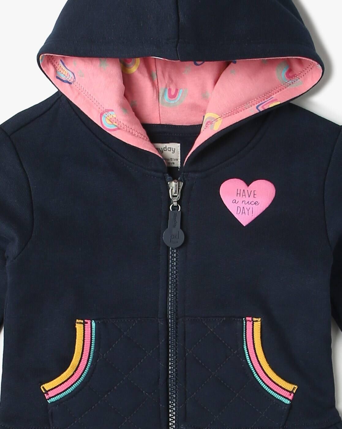 Girls Regular Fit Hoodie with Frilled Hem