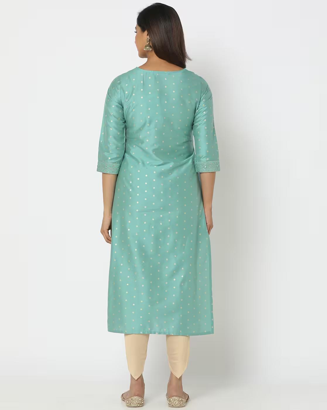 Women Embroidered Straight Kurta with Pants