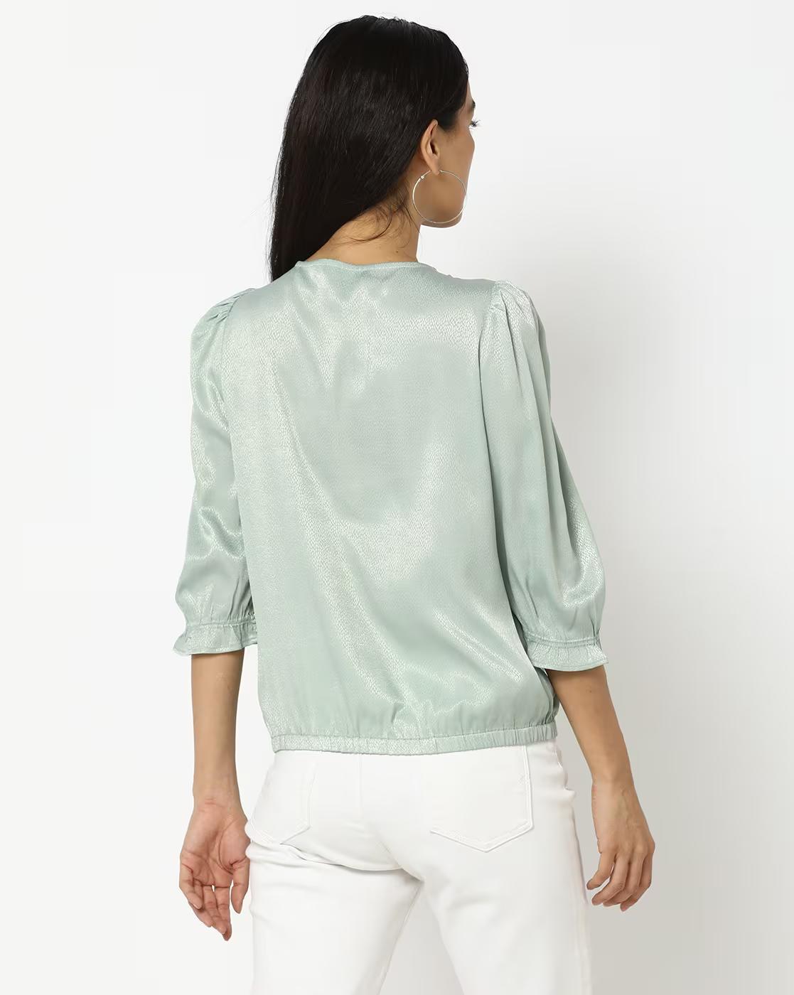Women Patterned Relaxed Fit Wrap Top