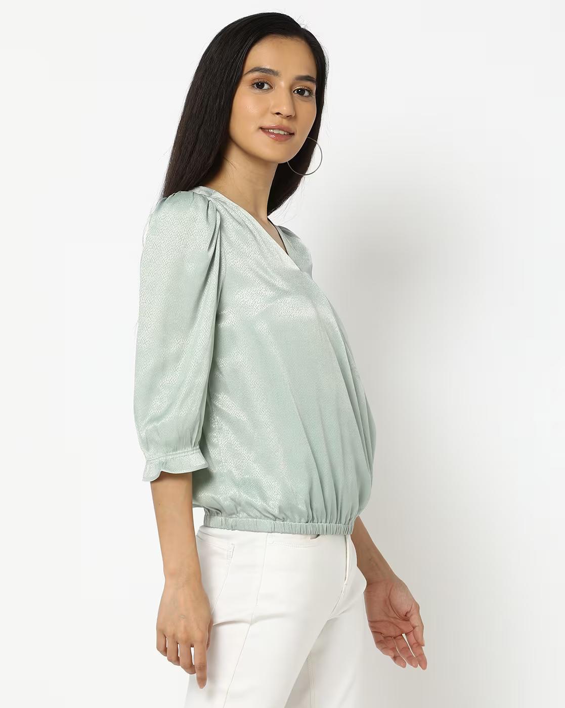Women Patterned Relaxed Fit Wrap Top