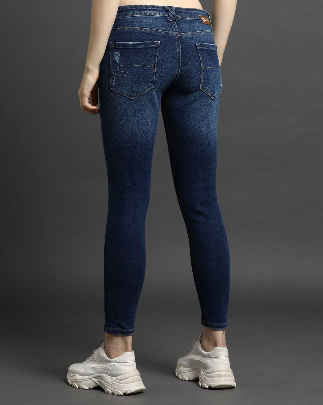 Women Mid-Wash Distressed Slim Fit Jeans