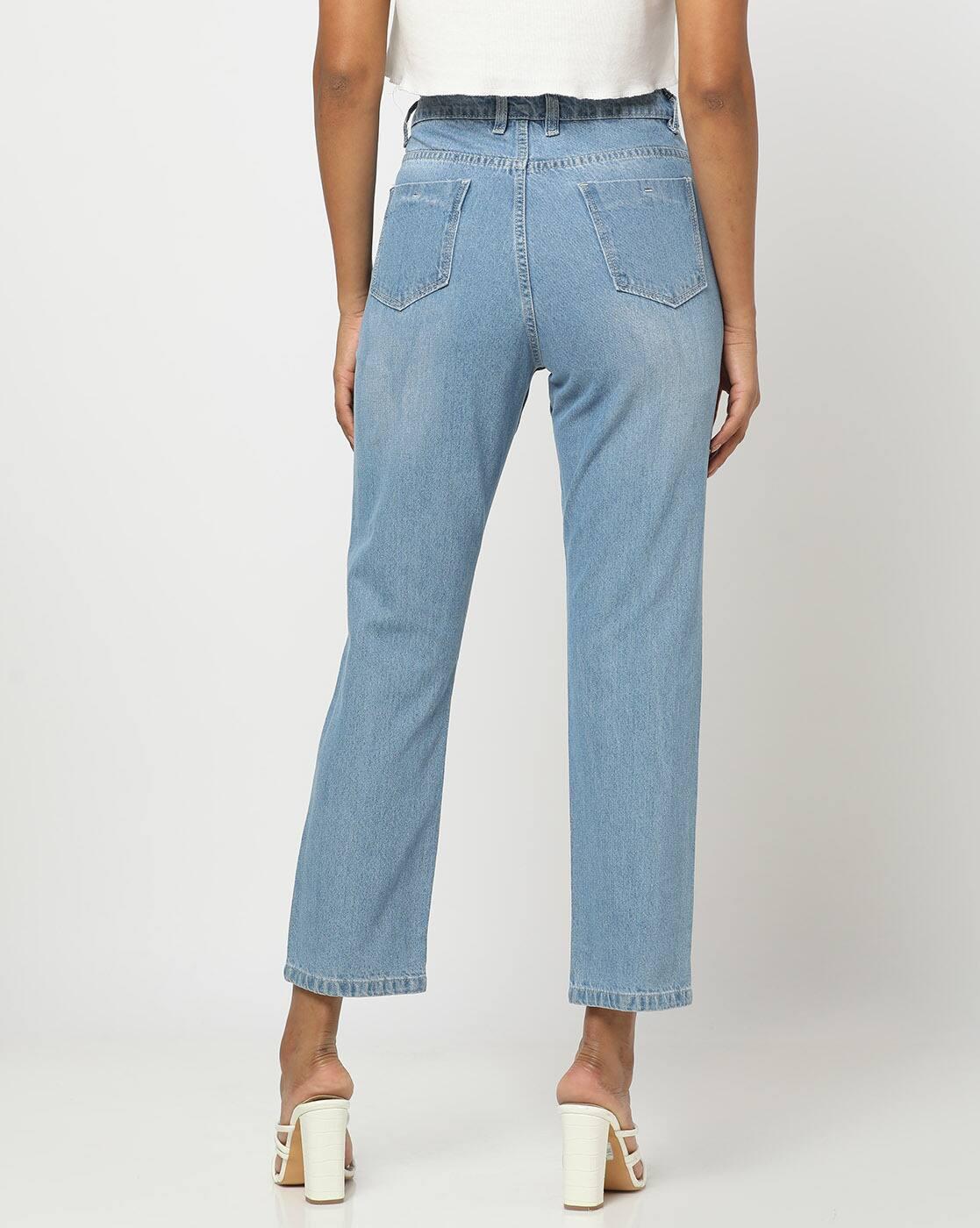 Women Lightly Washed Straight Fit Mid-Rise Jeans