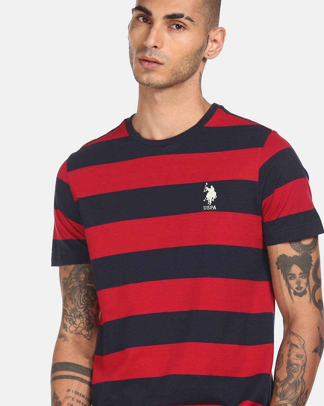 Men Striped Regular Fit Crew-Neck T-Shirt