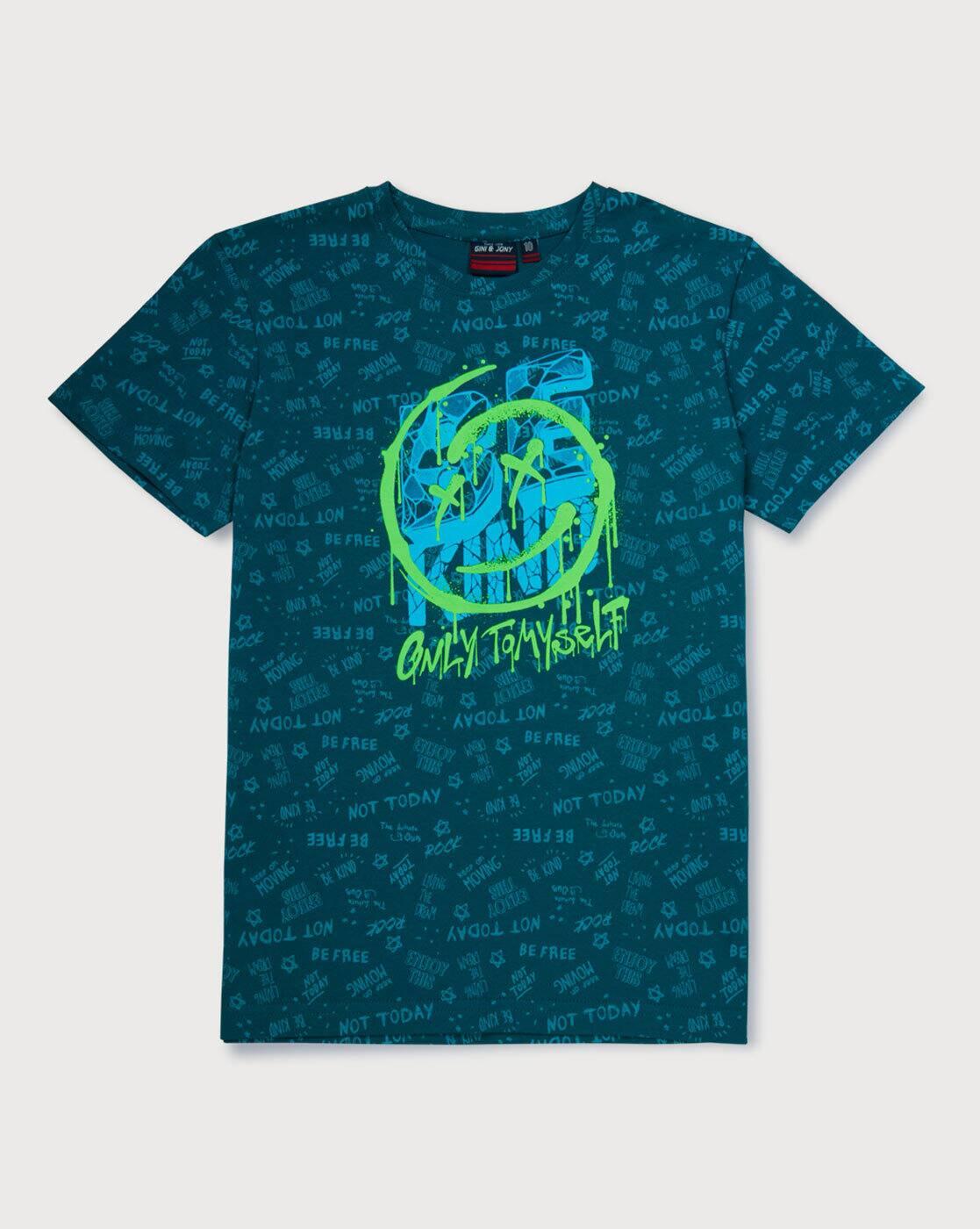 Typographic Print Crew-Neck T-Shirt