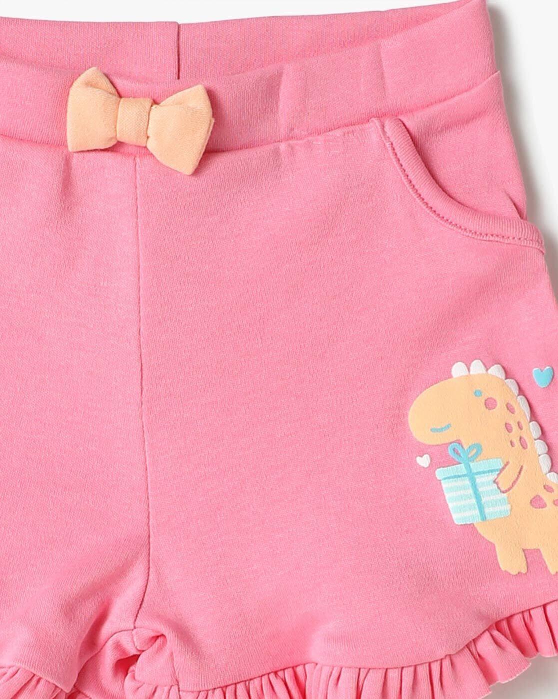 Girls Pack of 3 Printed Cotton Shorts
