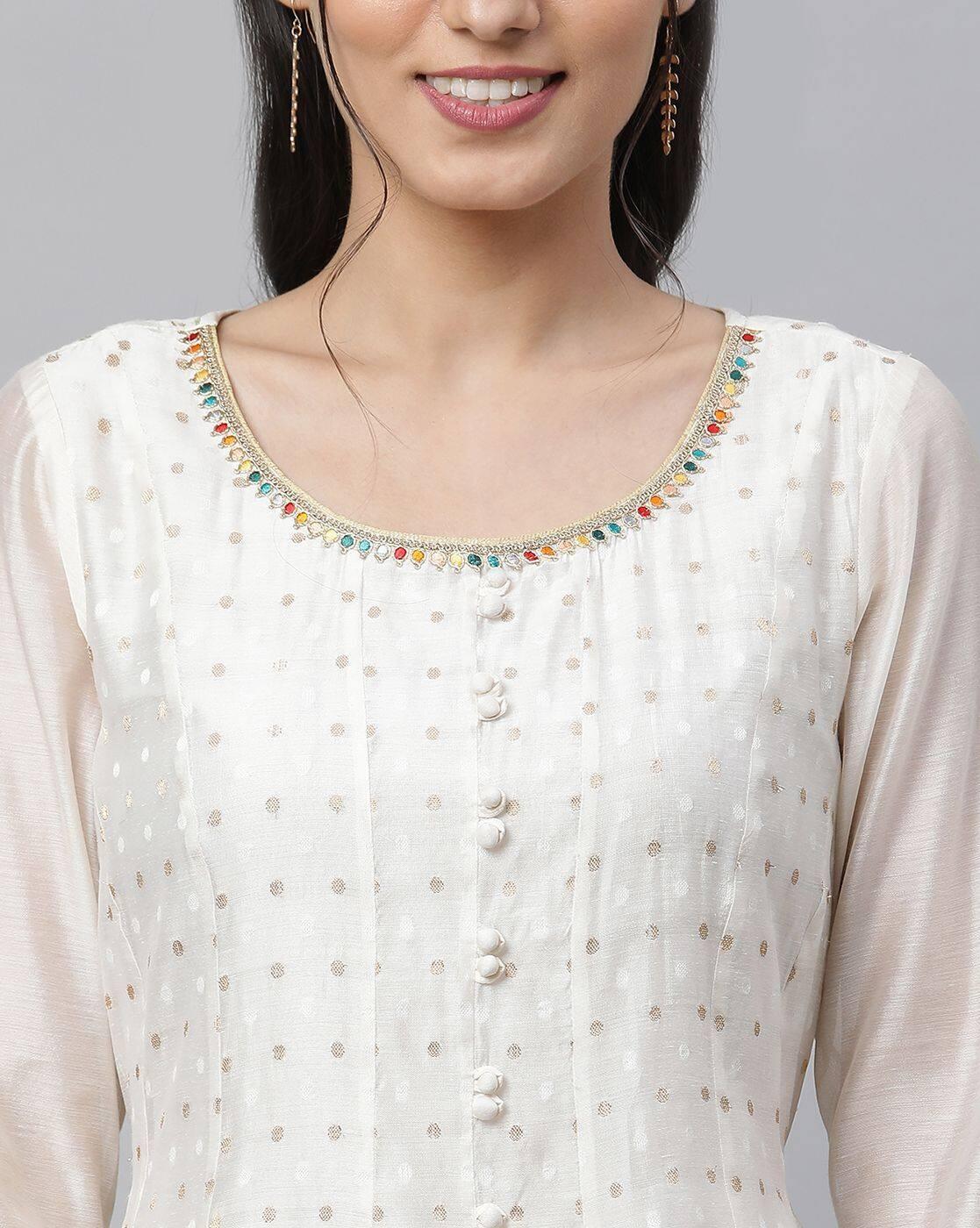 Women Polka-Dot Print Anarkali Kurta with Pants & Dupatta