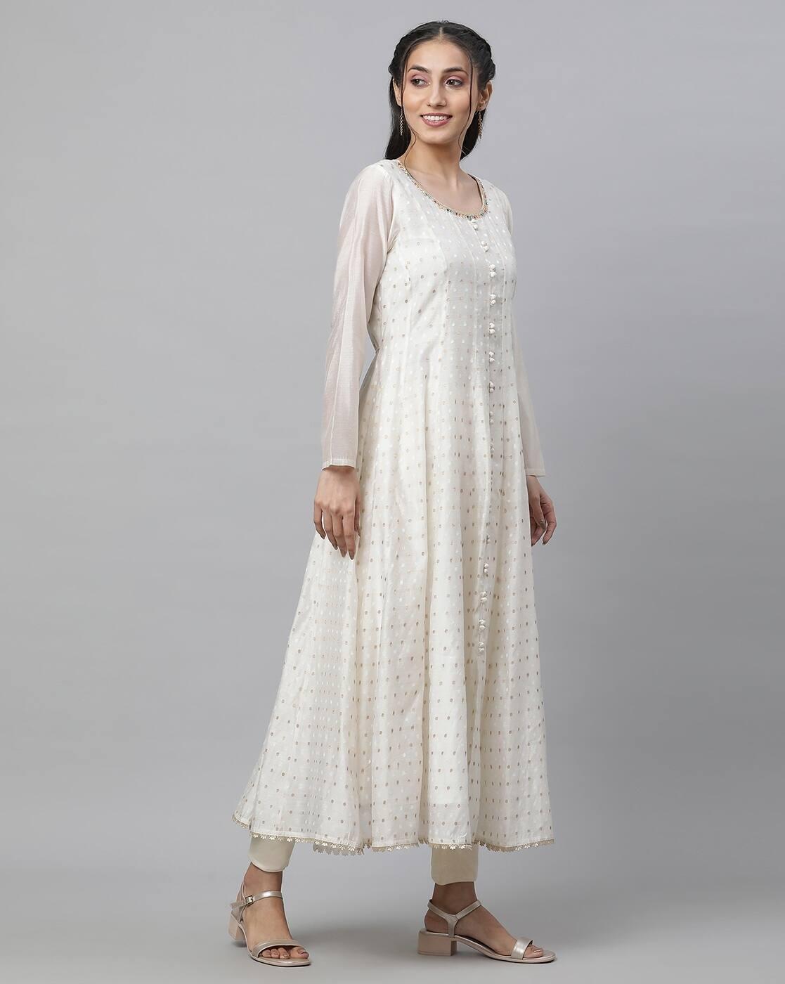 Women Polka-Dot Print Anarkali Kurta with Pants & Dupatta