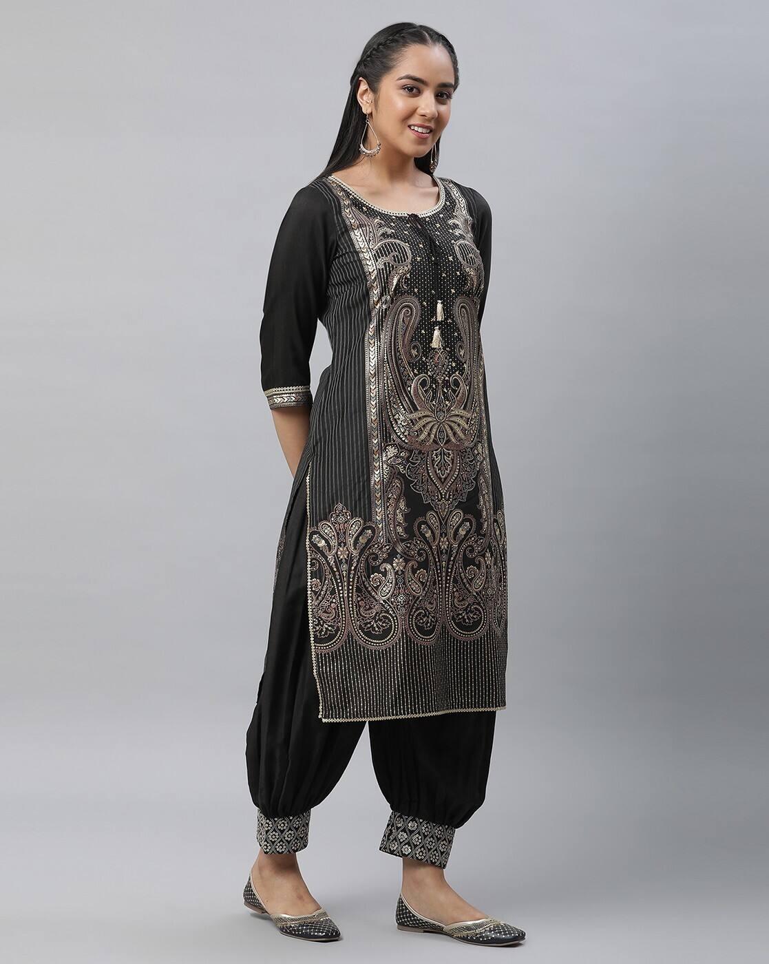 Women Embellished Straight Kurta with Pants & Dupatta