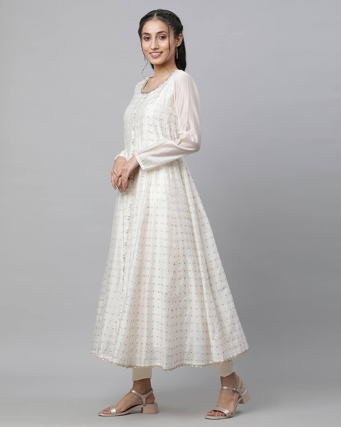 Women Polka-Dot Print Anarkali Kurta with Pants & Dupatta