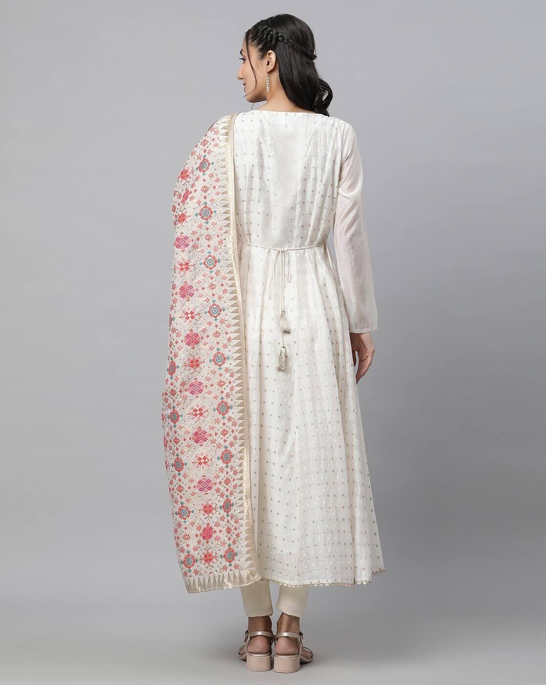 Women Polka-Dot Print Anarkali Kurta with Pants & Dupatta