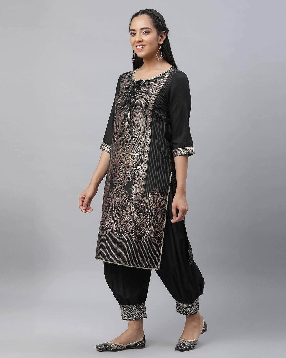 Women Embellished Straight Kurta with Pants & Dupatta