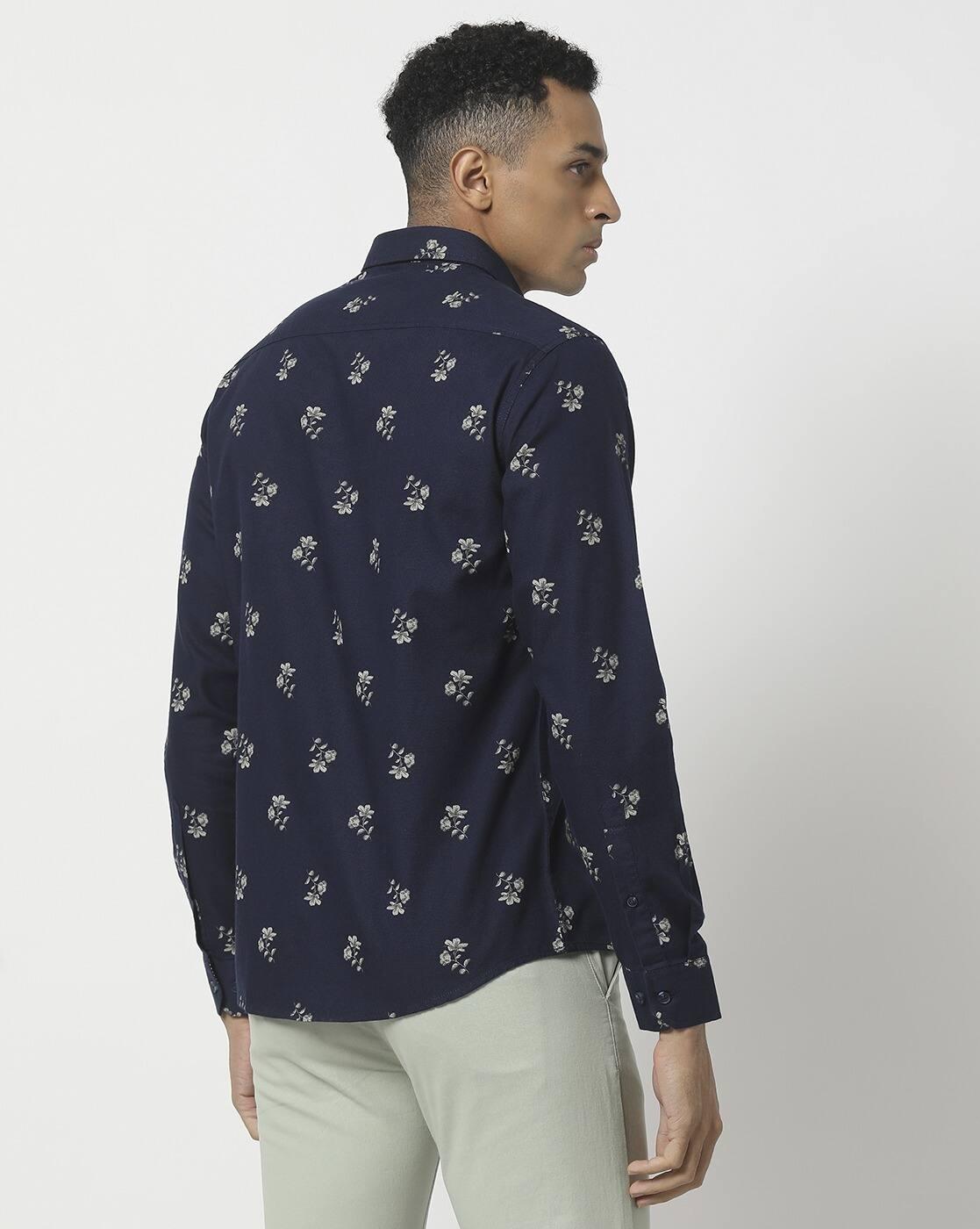 Men Floral Print Slim Fit Shirt