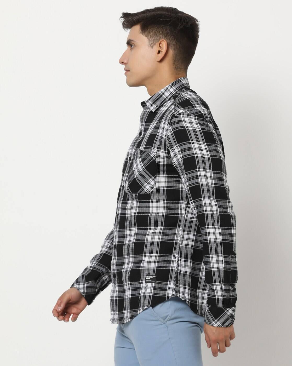Men Checked Slim Fit Shirt