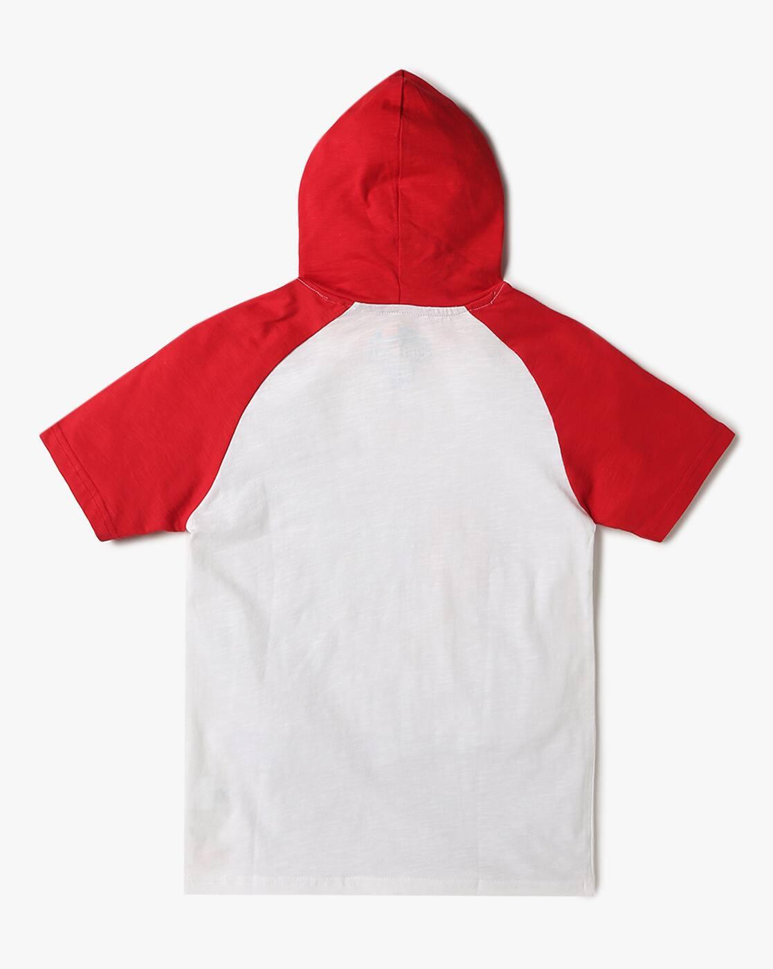 Boys Graphic Print Slim Fit Hooded T-Shirt