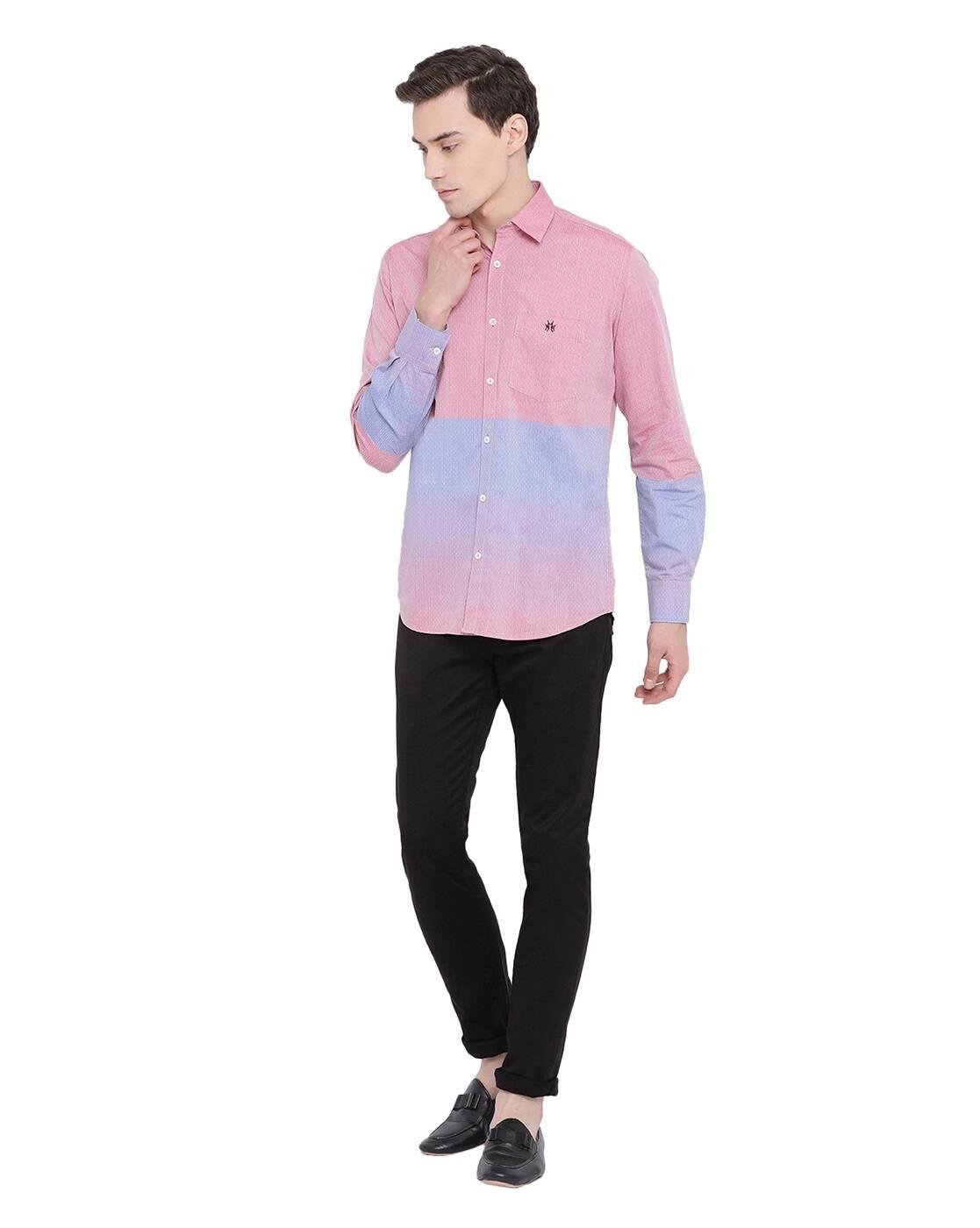 Colourblock Slim Fit Shirt with Patch Pocket