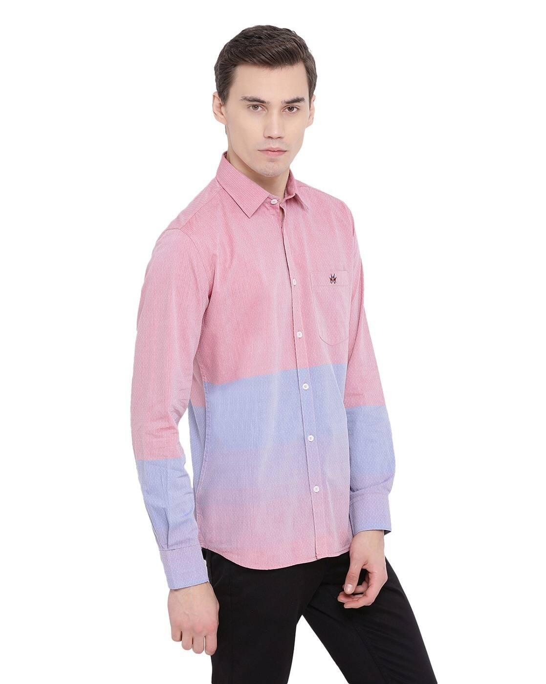 Colourblock Slim Fit Shirt with Patch Pocket