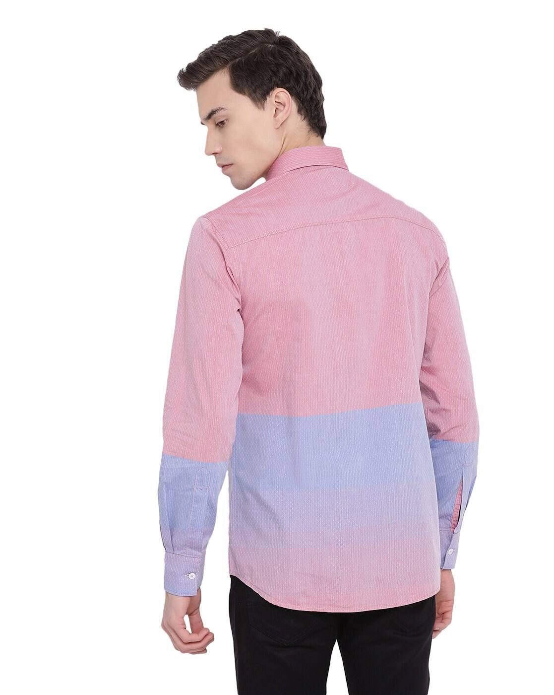 Colourblock Slim Fit Shirt with Patch Pocket