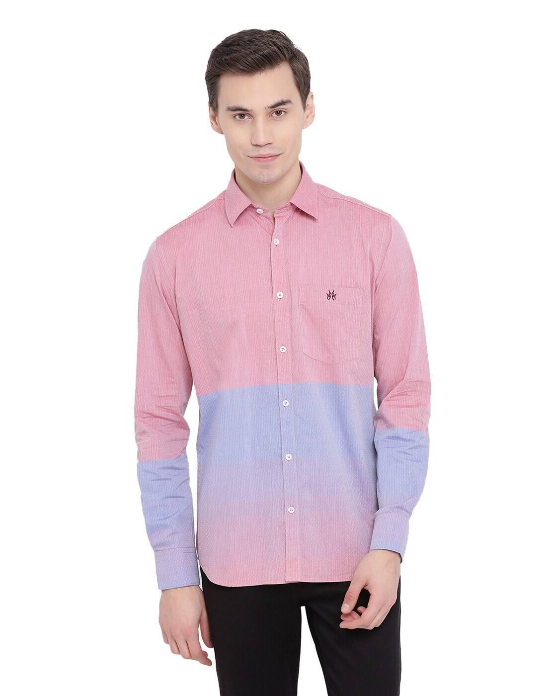 Colourblock Slim Fit Shirt with Patch Pocket