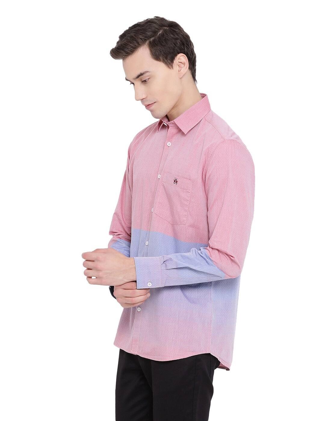 Colourblock Slim Fit Shirt with Patch Pocket
