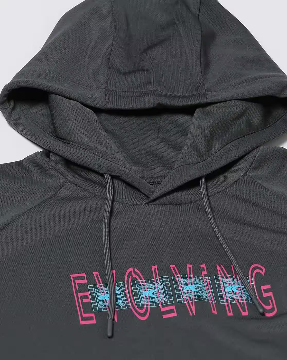 Men Typographic Print Slim Fit Hooded T-Shirt