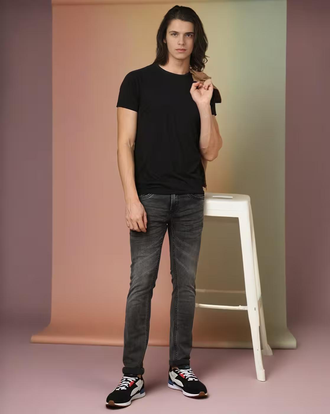 Men Mid-Wash Skinny Fit Jeans